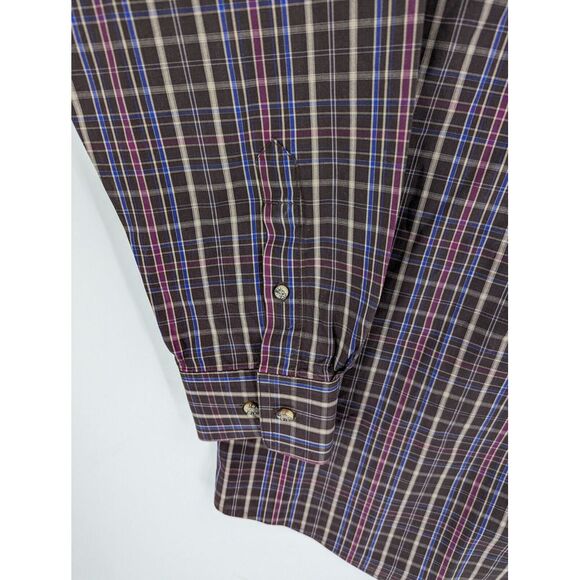 Ariat Pro Series Men's Brown Plaid Checked Button Down Long Sleeve Shirt, XL - Picture 2 of 11